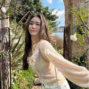 Women's Handmade Floral Long Sleeve Knitted Cardigan - Flared Sleeve Sweater Coat for Y2K and Korean Style Fashion