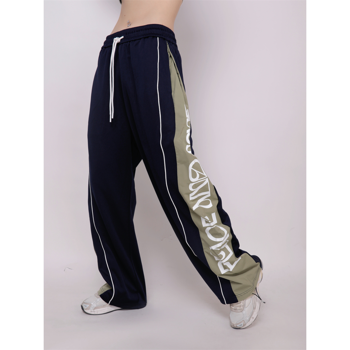 Women's Hip-Hop Street Dance Patchwork Sports Pants, Loose Cuffed Casual Long Pants for Summer 2023, Trendy Urban Style