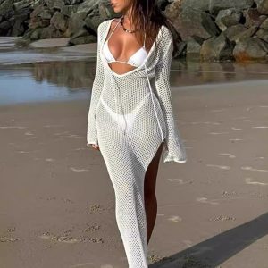Women's Hollow Knit Bikini Cover-Up - Sexy Sun Protection Swimwear for Beach Vacations, European and American Style