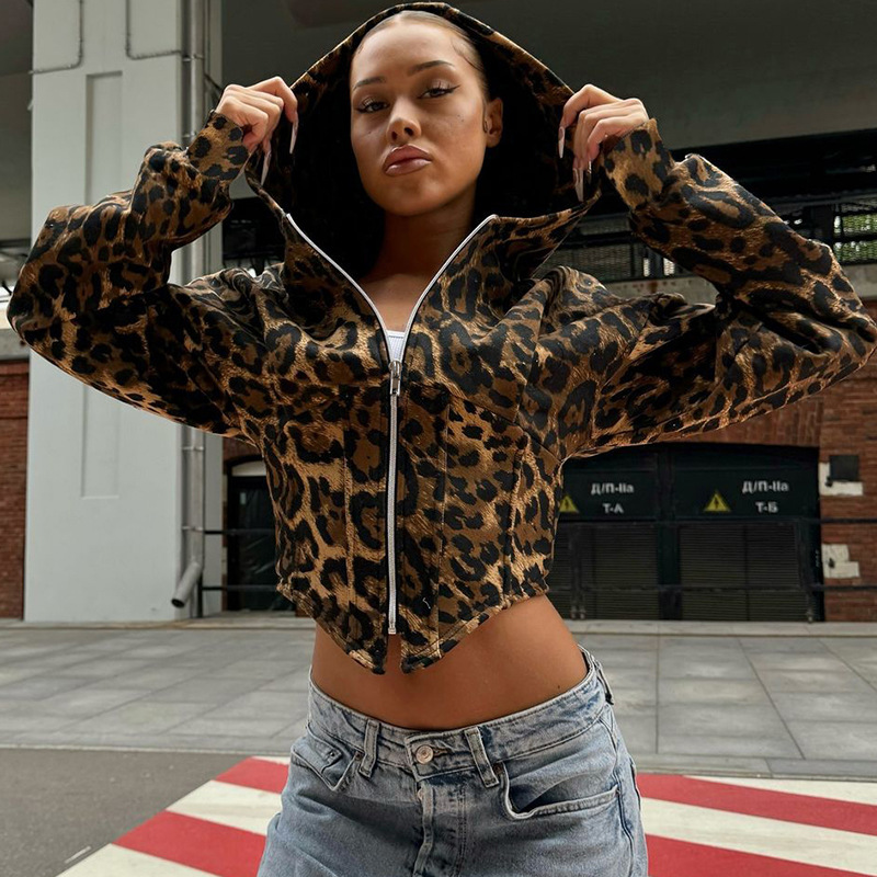 Women's Irregular Zip-Up Hooded Long Sleeve Sweatshirt with Waist Belt - Casual Street Fashion Cardigan for Spring and Autumn