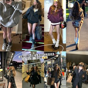 Women's Lazy Loose Hoodie Set with Sweet Tea Design and Hip-Hugging Shorts - Cozy Two-Piece Winter Outfit, Y2K Style