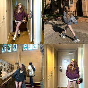 Women's Lazy Loose Hoodie Set with Sweet Tea Design and Hip-Hugging Shorts - Cozy Two-Piece Winter Outfit, Y2K Style