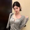 Women's Long Sleeve Slim Fit Henry Shirt - Fashionable Base Layer for Autumn & Winter, Versatile Top for Layering
