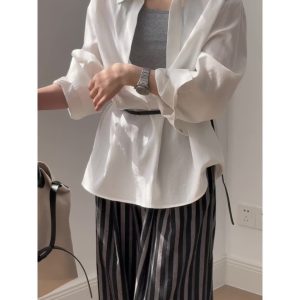 Women's Long Sleeve Two-Piece Set - Summer 2025 Layered Camisole with Belt, Chic and Elegant Style for Effortless Fashion