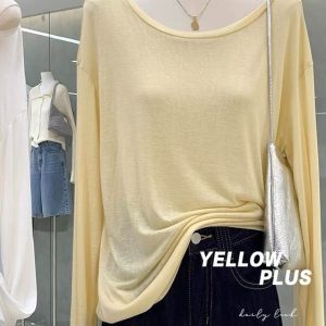 Women's Off-Shoulder Long Sleeve Loose T-Shirt - European Style, Air Conditioning, Sun Protection - Summer Fashion Essential