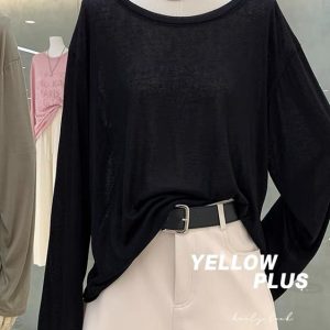 Women's Off-Shoulder Long Sleeve Loose T-Shirt - European Style, Air Conditioning, Sun Protection - Summer Fashion Essential