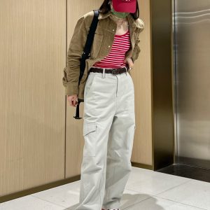 Women's Petite Korean Style Slim Fit Straight Leg Work Pants - New Spring Wide Leg Trousers for Effortless Style