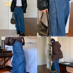 Women's Pleated Denim Pants - Casual Loose Straight Leg Trousers for Autumn Winter 2024 - Trendy 90s Inspired Style
