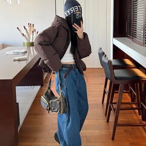 Women's Pleated Denim Pants - Casual Loose Straight Leg Trousers for Autumn Winter 2024 - Trendy 90s Inspired Style