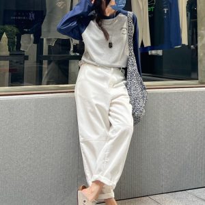 Women's Pure Cotton Color Block Long Sleeve T-Shirt - Slim Fit Spliced Design for Autumn 2022 - Trendy Everyday Wear