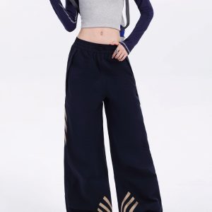 Women's Quick-Dry Dark Blue Parachute Pants - 2025 Summer Casual Hiking & Street Dance Long Trousers