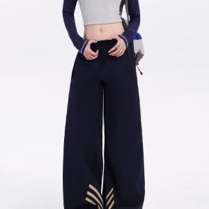 Women's Quick-Dry Dark Blue Parachute Pants - 2025 Summer Casual Hiking & Street Dance Long Trousers