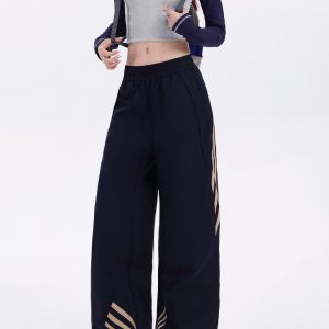Women's Quick-Dry Dark Blue Parachute Pants - 2025 Summer Casual Hiking & Street Dance Long Trousers