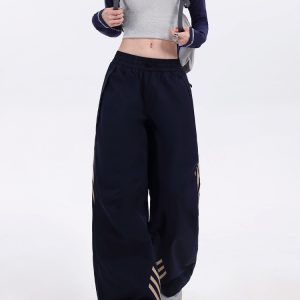 Women's Quick-Dry Dark Blue Parachute Pants - 2025 Summer Casual Hiking & Street Dance Long Trousers