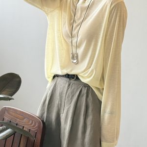 Women's Relaxed Fit Soft Long-Sleeve T-Shirt - Slimming Loose Base Top for Summer 2025, Lightweight Sun Protection