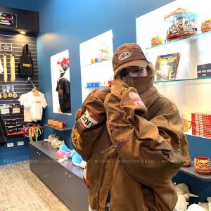 Women's Retro Flight Jacket - Loose Cotton-Padded Denim Coat, American Sweetheart Style, Winter Baseball Jacket