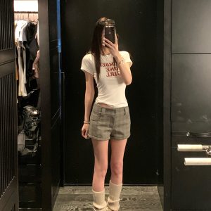 Women's Slim Fit Casual American Plaid Woolen Shorts - Trendy 90s Style Long Leg Hot Pants