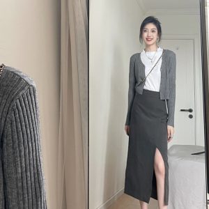 Women's Slimming Versatile Long Sleeve Knit Cardigan Pullover Sweater - Lightweight Wool for Spring and Summer Outerwear