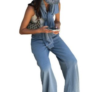 Women's Solid Color Loose Sweatpants - Casual Streetwear with Elastic Waist, Drawstring, and Straight Leg for Autumn Winter
