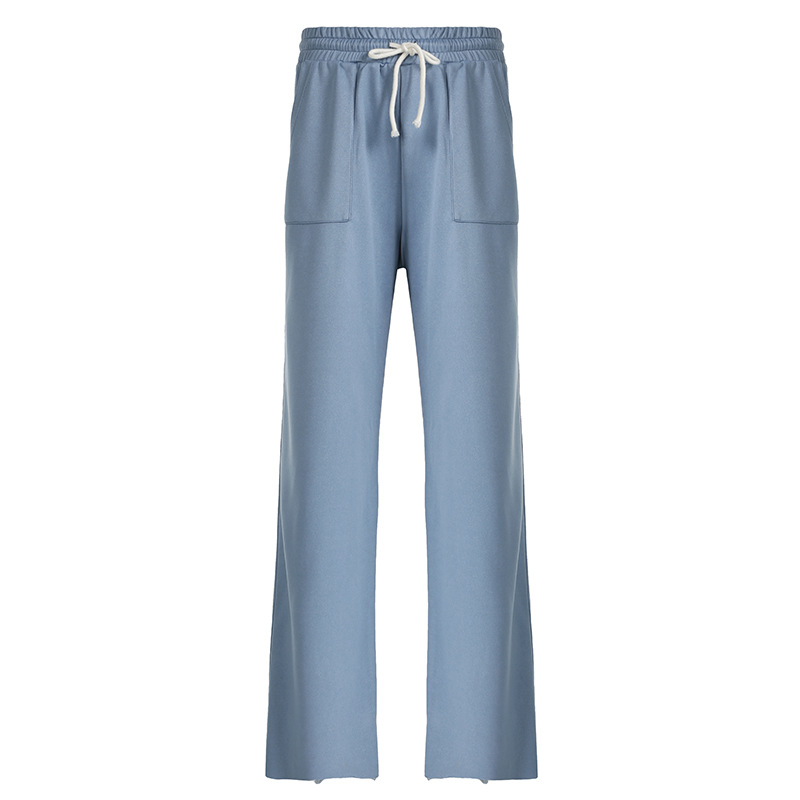 Women's Solid Color Loose Sweatpants - Casual Streetwear with Elastic Waist, Drawstring, and Straight Leg for Autumn Winter