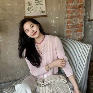 Women's Summer Elegant Cardigan - High-End Sun Protection with Twisted Flower Placket and Round Neck Design