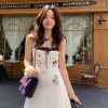 Women's Summer Graffiti Dress with Lace Splicing, Hand-Painted Print, Spaghetti Straps - Trendy Niche Style