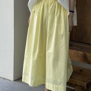 Women's Sweet Cotton Half Skirt - 2025 Summer Style, Elastic Waist, Cross-Covering, Loose French Long Umbrella Skirt
