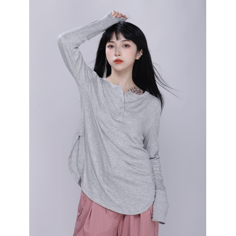 Women's White Modal Long Sleeve Cover-Up T-Shirt - Loose Fit Solid Color for Jazz Dance, Y2K Style