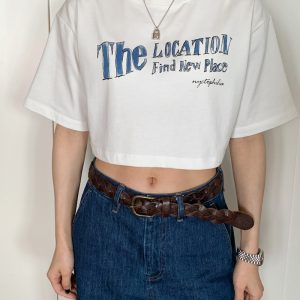 Women's White Printed Short Sleeve T-Shirt - Summer Slim Fit Top for Casual Wear