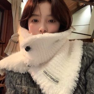 Women's Winter 2023 High-Quality Button Neck Scarf Shawl - Cozy Warm Accessory for Y2K Fashion