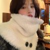 Women's Winter 2023 High-Quality Button Neck Scarf Shawl - Cozy Warm Accessory for Y2K Fashion