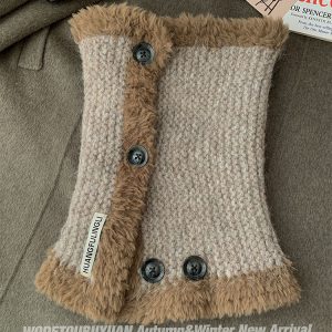 Women's Winter 2023 High-Quality Button Neck Scarf Shawl - Cozy Warm Accessory for Y2K Fashion