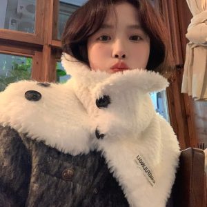 Women's Winter 2024 Button Neck Scarf Shawl - Cozy High-Quality Wrap for Cold Weather Fashion