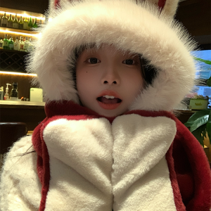 Women's Winter Fox Ear Plush Hat Scarf Integrated Hooded Neck Gaiter - Cute & Warm Winter Accessory