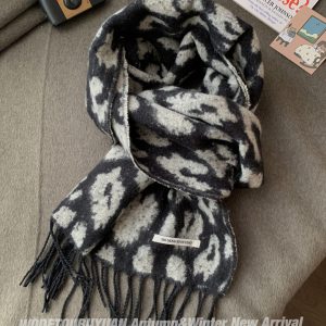 Women's Winter Korean Style Thick Warm Polka Dot Leopard Print Shawl Scarf - Versatile Fashion Accessory for Cold Weather
