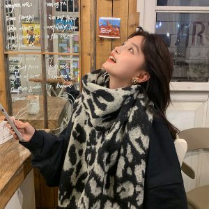 Women's Winter Korean Style Thick Warm Polka Dot Leopard Print Shawl Scarf - Versatile Fashion Accessory for Cold Weather