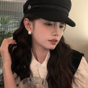 Women's Woolen Duckbill Cap - 'My Head Is Not Round' Knight Hat, Autumn Winter Fashion, British Versatile Beret