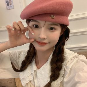 Wool Beret for Women - Autumn Winter Style, Large Head Circumference, Painter's Hat, Face-Slimming Trendy Design