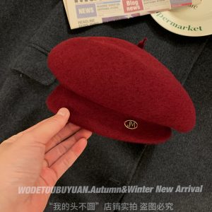 Wool Beret for Women - Autumn Winter Style, Large Head Circumference, Painter's Hat, Face-Slimming Trendy Design