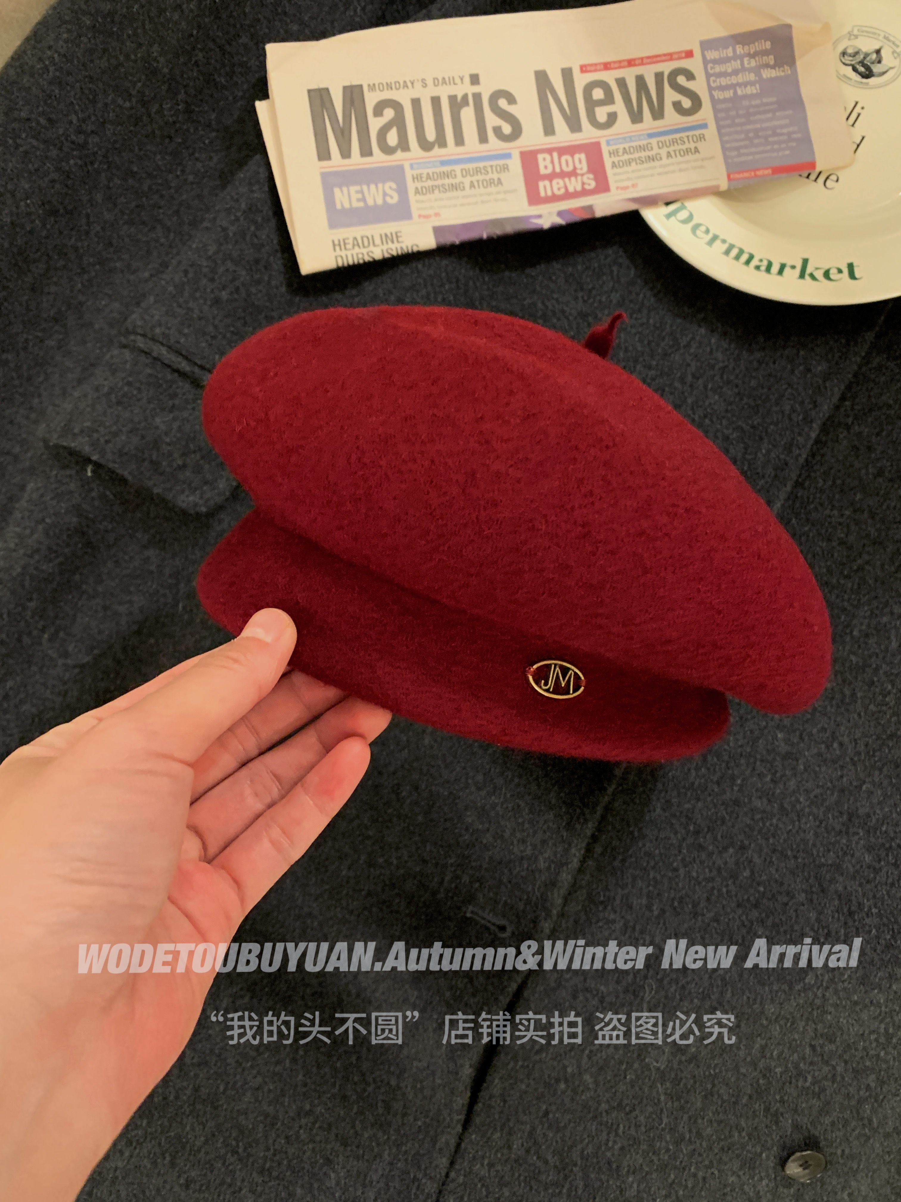 Wool Beret for Women - Autumn Winter Style, Large Head Circumference, Painter's Hat, Face-Slimming Trendy Design