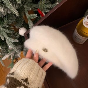 Wool Beret for Women - Autumn Winter Style, Large Head Circumference, Painter's Hat, Face-Slimming Trendy Design