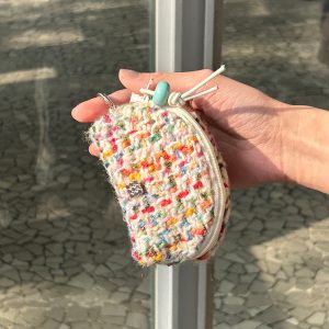 Wool Coin Purse - Sugar Bean Shell Design, Small Fragrance Style Headphone Storage Bag, Niche Fashion Accessory