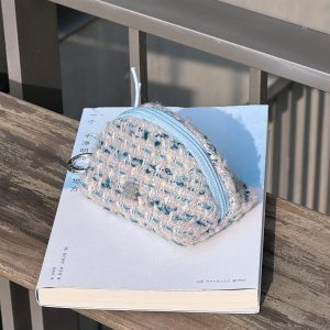 Wool Coin Purse - Sugar Bean Shell Design, Small Fragrance Style Headphone Storage Bag, Niche Fashion Accessory
