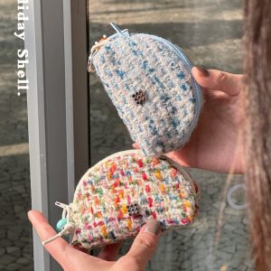 Wool Coin Purse - Sugar Bean Shell Design, Small Fragrance Style Headphone Storage Bag, Niche Fashion Accessory