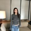 Wool Knit Slim-Fit Long Sleeve Round Neck U-Neck Base Layer Top for Women - Perfect for Early Spring Style and Layering