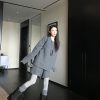 Wool Lazy Style Round Neck Soft Fluffy Rolled Hem Sweater and Knit Shorts Set for Women - Cozy 90s Inspired Loungewear