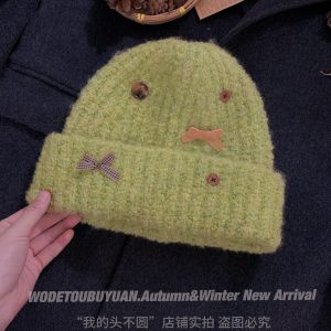 Woolen Bowknot Hat for Women - Knitted Autumn Winter Hat for Warmth & Ear Protection - Cozy Cold Weather Accessory
