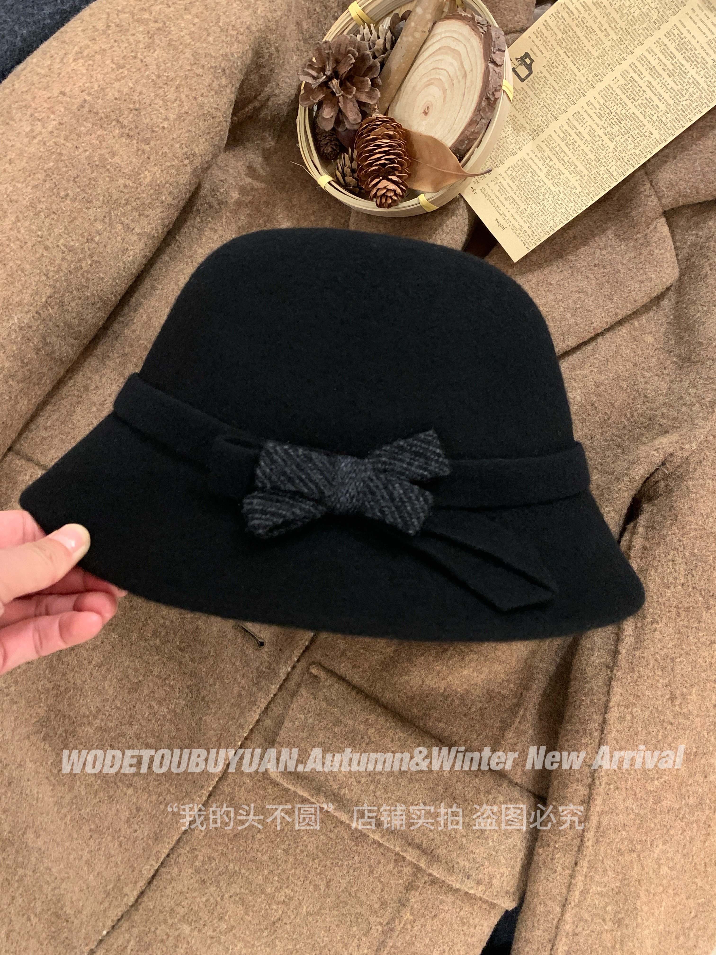 Woolen Fisherman's Hat for Women - Vintage French Style, Autumn Winter Classic, High-End Aristocratic Gift Accessory