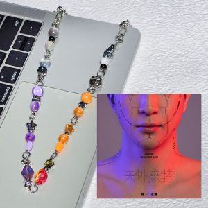 Xu Zhian Extraterrestrial Hoodie with Handmade Necklace - Unique Soul Collision Design, Trendy Streetwear for 90s Y2K Style