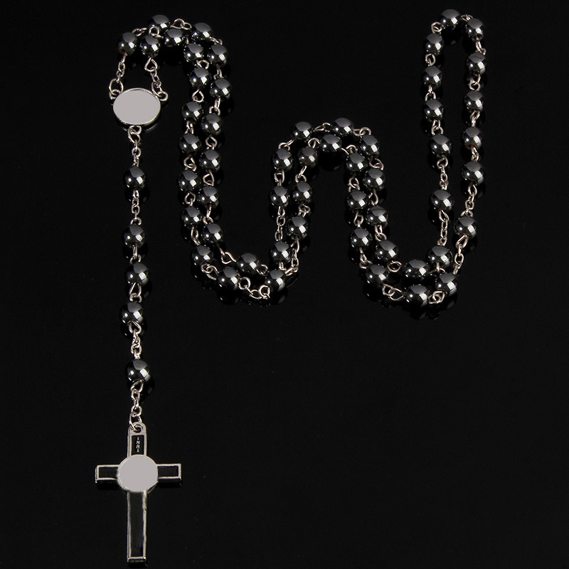 Y2K Gothic Cross Necklace Hoodie with Black Stone Chain – Sweet Cool Hot Girl Long Sweater Accessory for Subculture Style